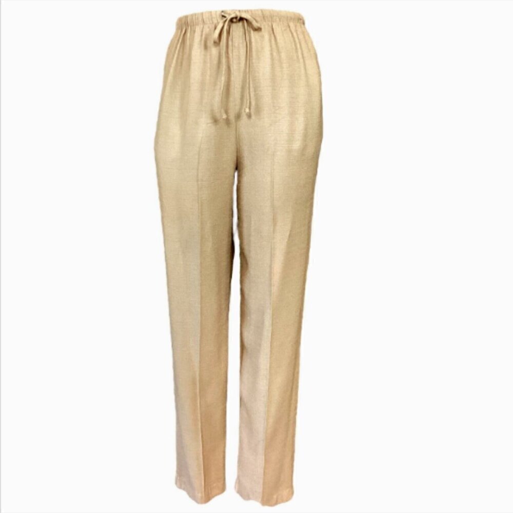 VTG David Paul New York Pull-On Straight Trouser Pants Sz S Tan-Beige #295J